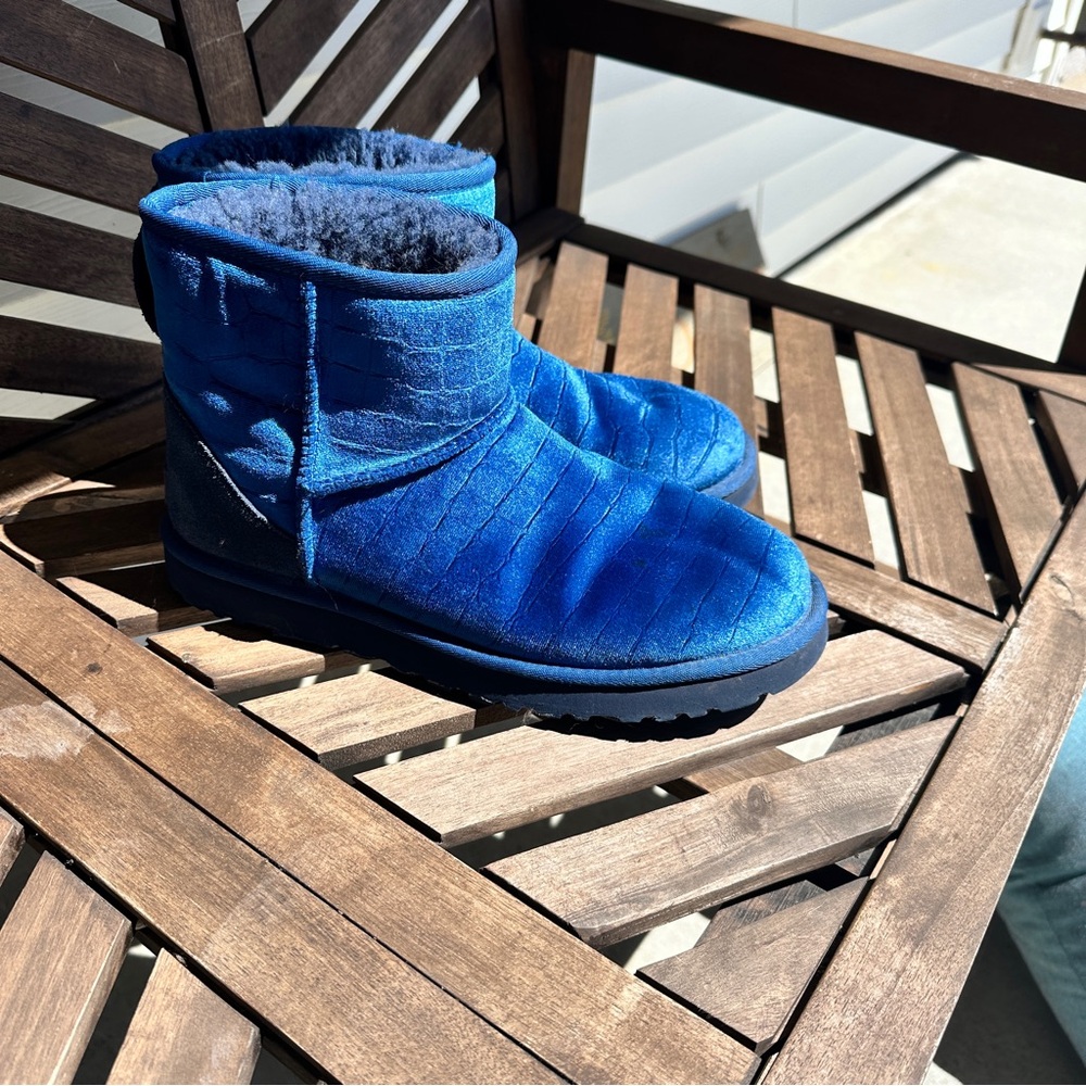 UGG Cobalt Blue Croco Shearling Boots